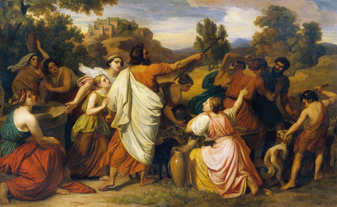 Moses protects the daughters of Requel — Carl Rahl