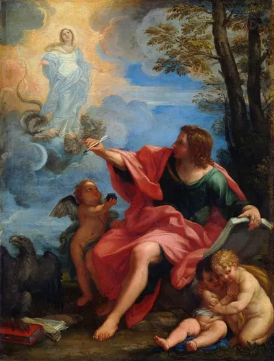 Saint John the Evangelist on Patmos by Карло Маратти — digital art print download