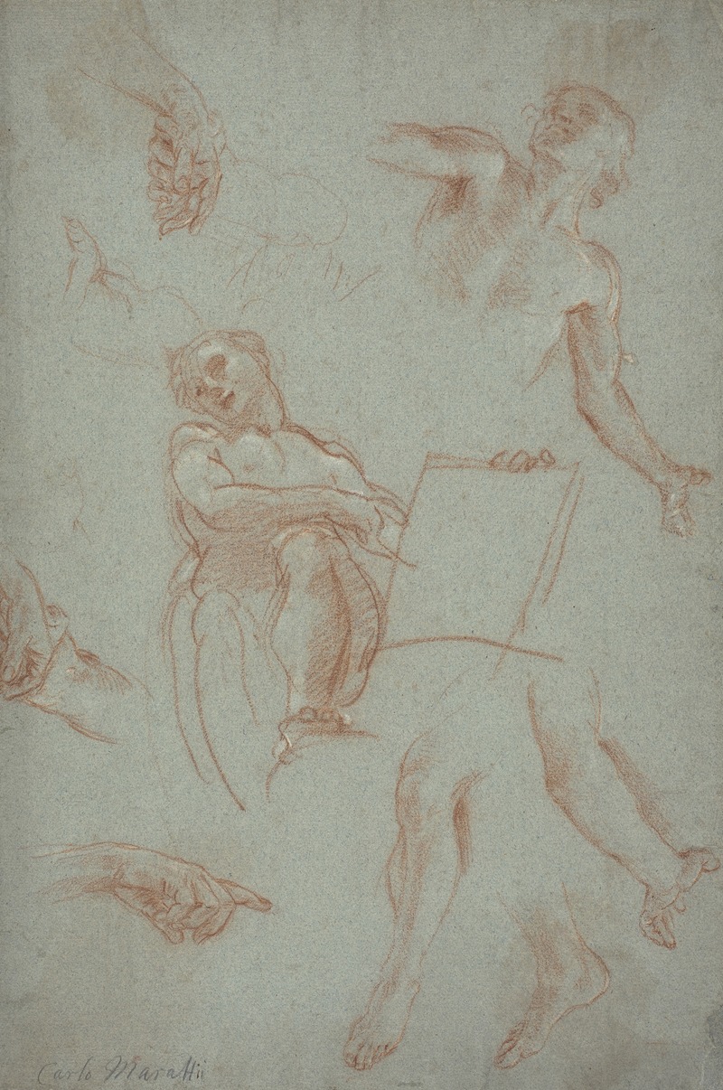 Sheet of Studies with Figures, Hands and Feet — Agostino Masucci