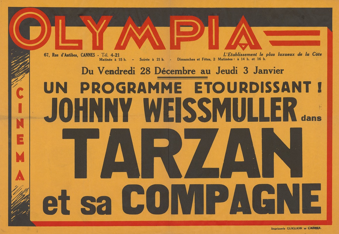 Olympia cinéma, Cannes (programme) – Tarzan et sa compagne — Аноним