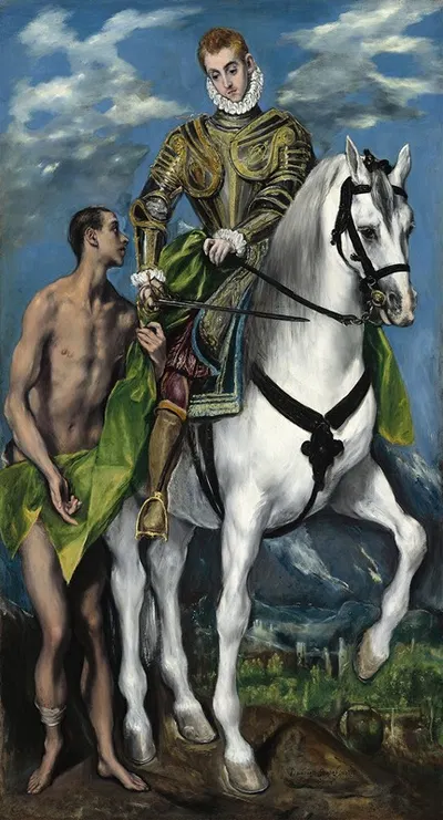 Saint Martin and the Beggar by El Greco (Domenikos Theotokopoulos), 1597-1599 — digital art print download