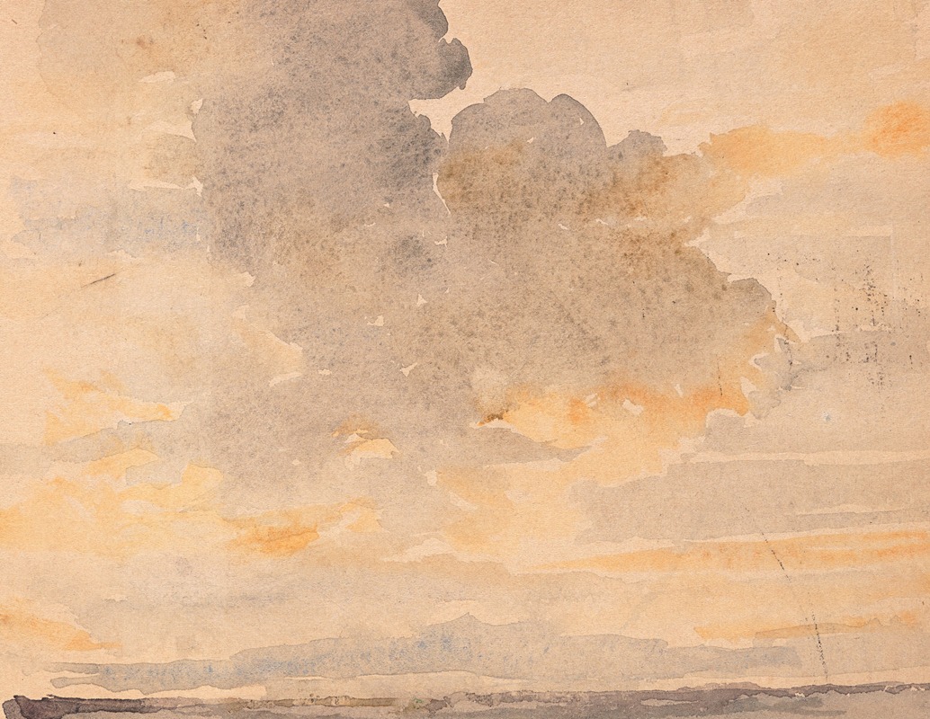 Wolkiger Abendhimmel über Hügelkette by Альберт Анкер, 1892 — digital art print download