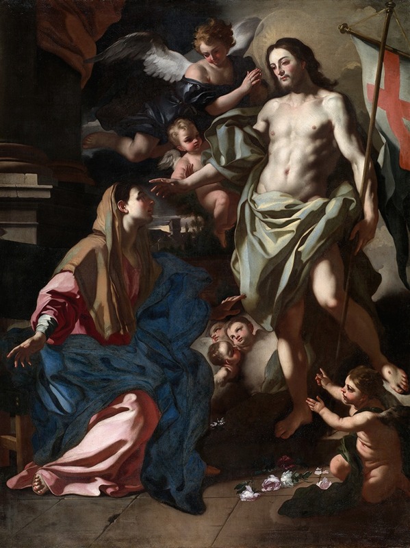 The Risen Christ Appearing to the Virgin by Франческо Солимена, c. 1708 — digital art print download