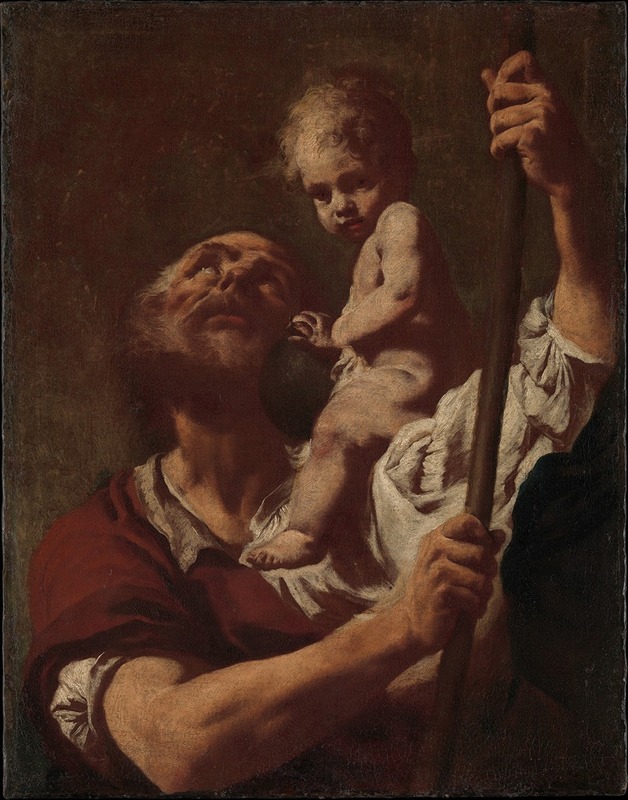 Saint Christopher Carrying the Infant Christ by Джованни Баттиста Пьацетта — digital art print download