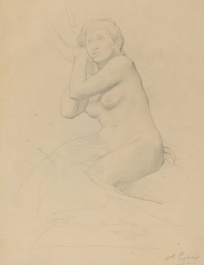 Female Nude Seated by Alphonse Legros — digital art print download