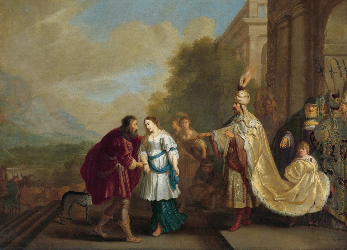 Pharaoh gives Sarah back to Abraham by Исаак Исакз, 1640 — digital art print download