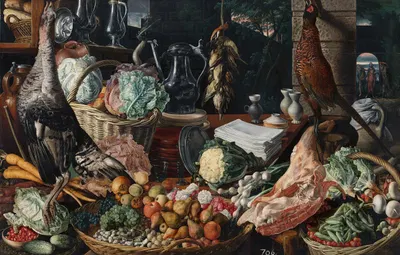 Kitchen Scene with Christ at Emmaus by Joachim Beuckelaer — digital art print download