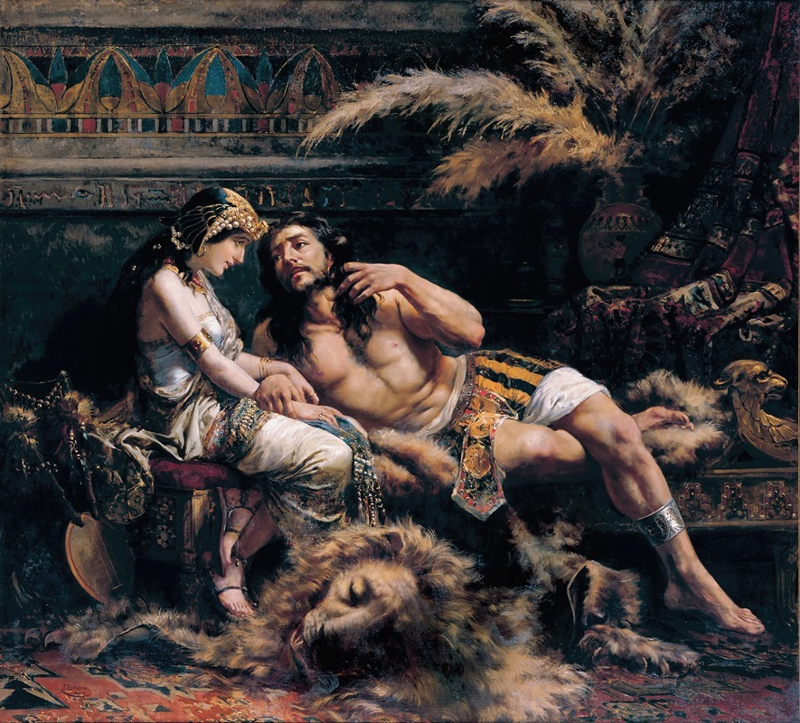 Samson and Delilah by José Echenagusía, 1887 — digital art print download