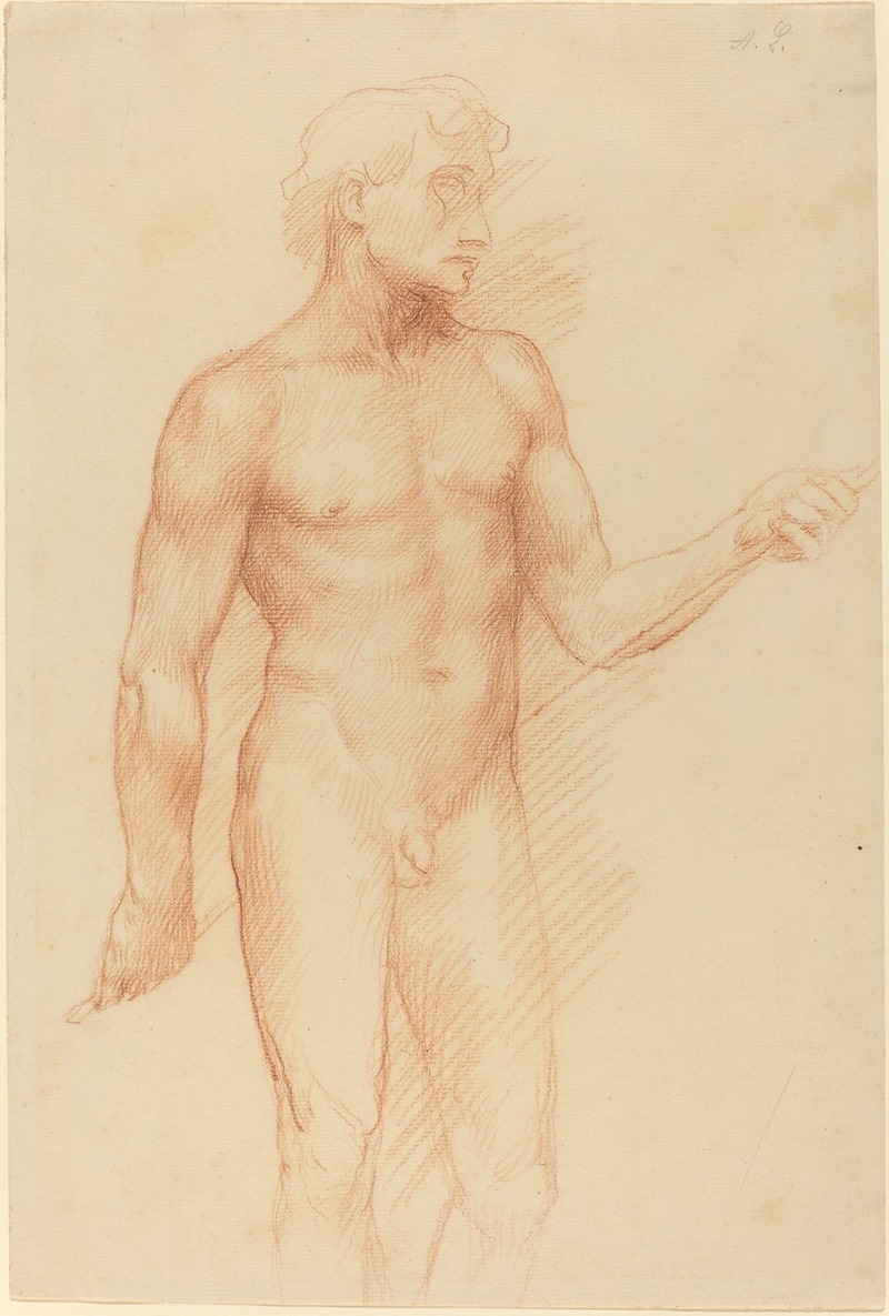 Study of a Man's Figure, Holding Rod behind Back — Alphonse Legros