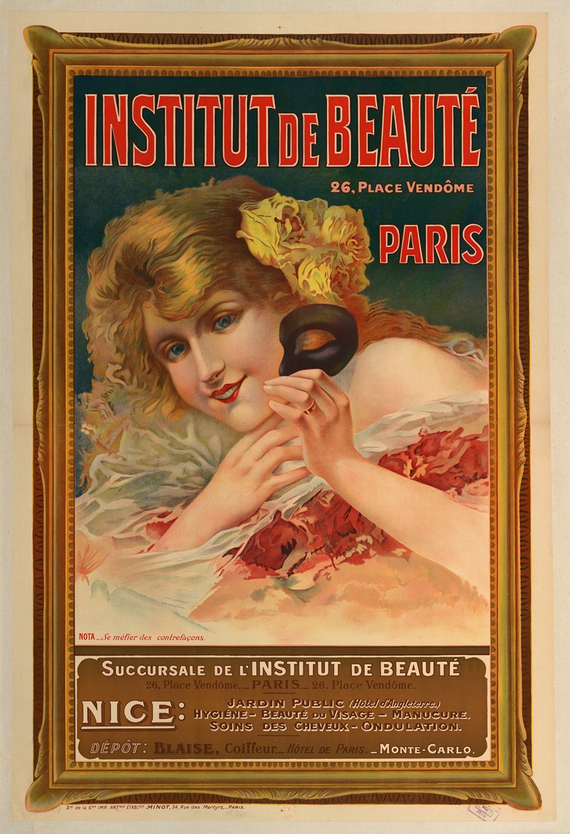 Institut de beauté, 26 place Vendôme, Paris — Etablissements Minot