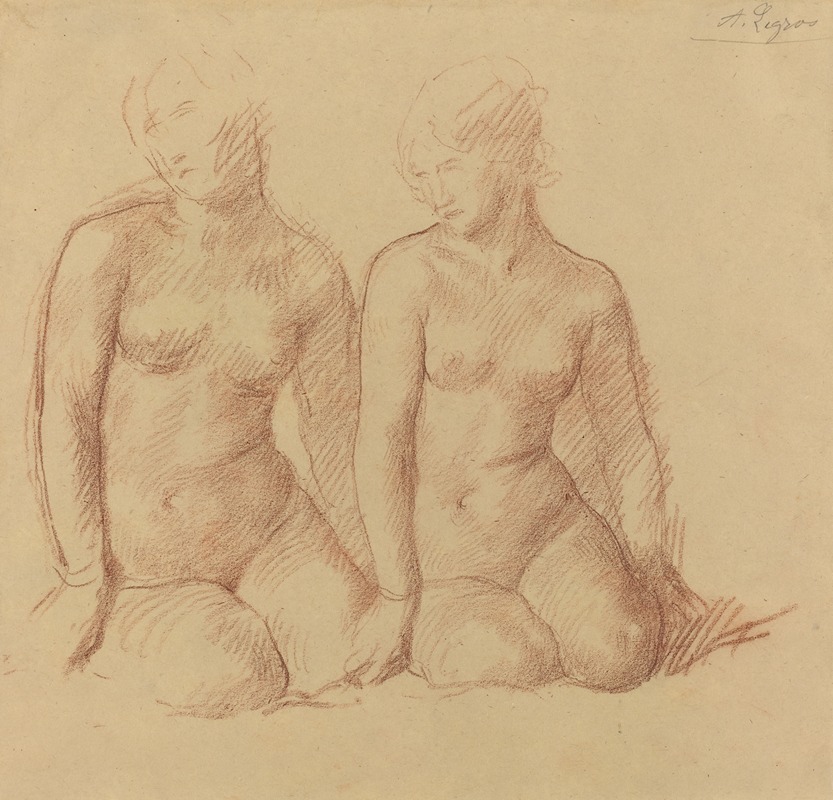Study of Two Figures Seated Side by Side by Альфонс Легро — digital art print download