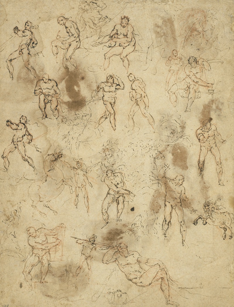 Studies of Figures (verso) by Ambrogio Figino, c. 1586 — digital art print download