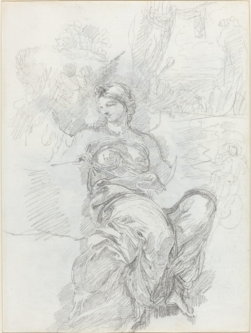 Seated Angel in a Landscape by Anicet Charles Gabriel Lemonnier — digital art print download