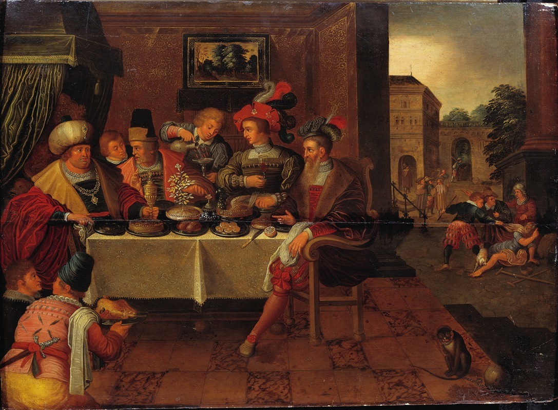 The Rich Man and Lazarus by School of Frans Francken I — digital art print download