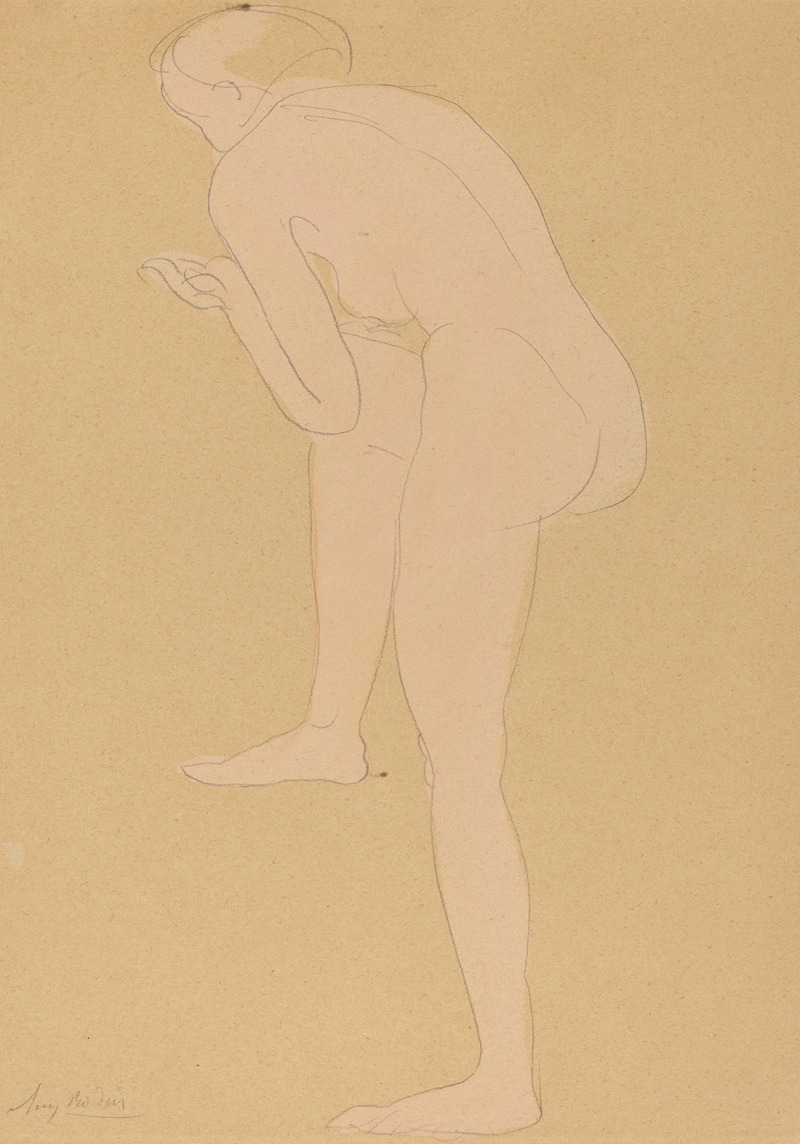 Figure Bending Forward with Right Knee Raised by Огюст Роден — digital art print download