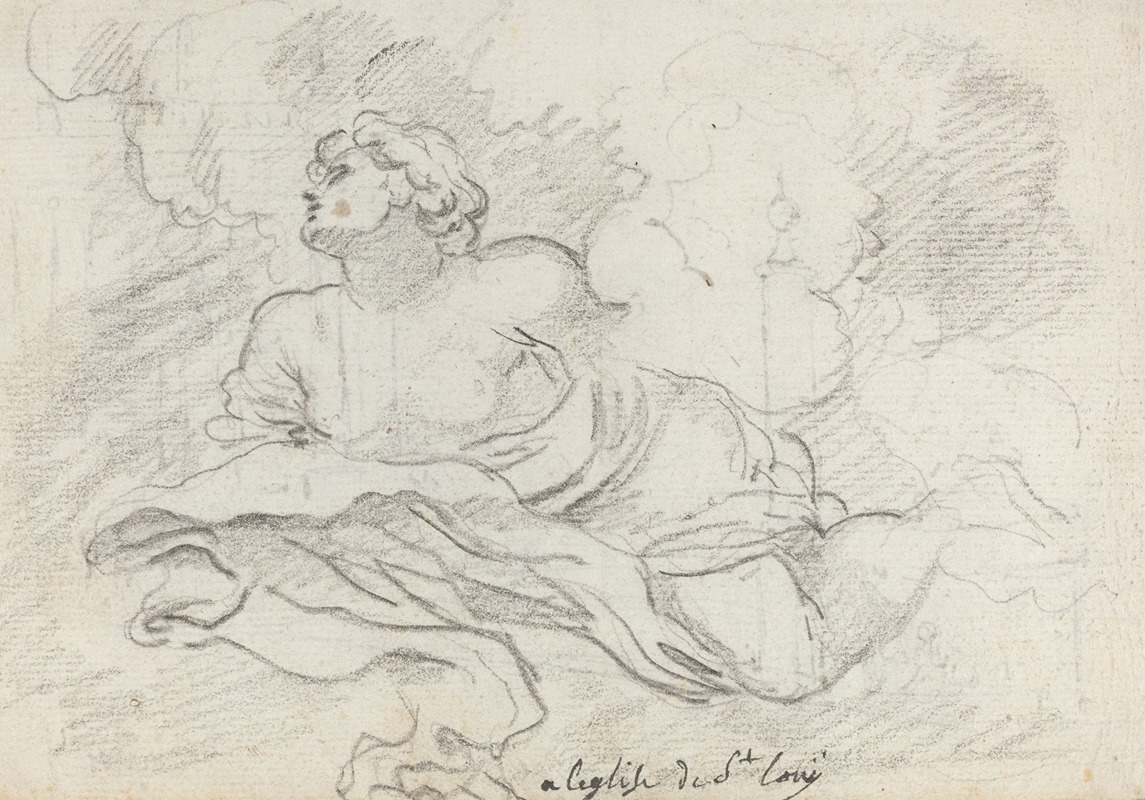 Angel from the Assumption (recto) by Огюстен Пажу, 1752-1756 — digital art print download