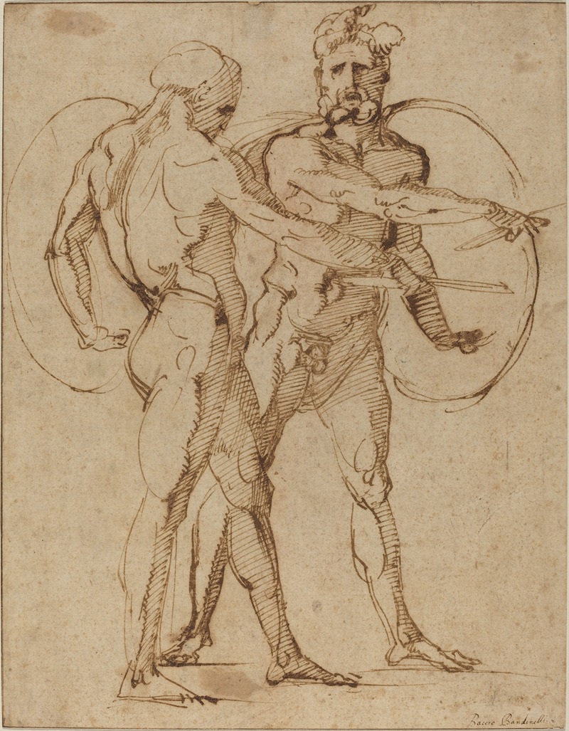 Two Male Nudes by Baccio Bandinelli, c. 1520 — digital art print download