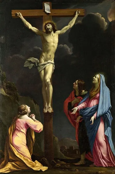 Christ On The Cross With The Virgin And Saints by Eustache Le Sueur — digital art print download