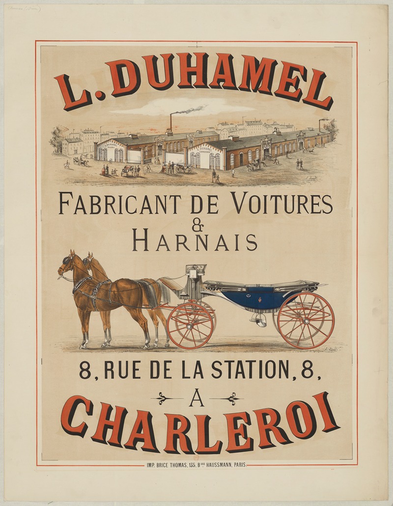 L. Duhamel. Fabricant de voitures & harnais — Imp. Brice Thomas