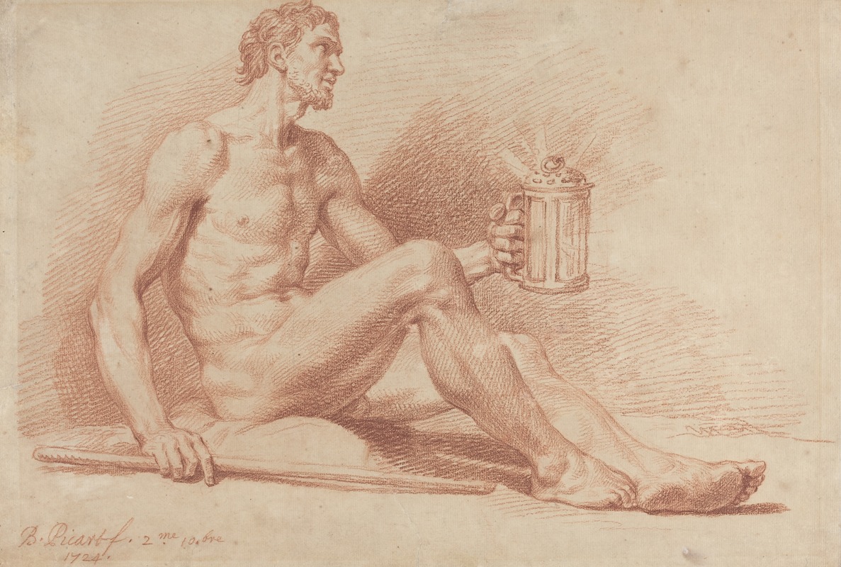Male Nude with a Lamp (Diogenes) — Bernard Picart