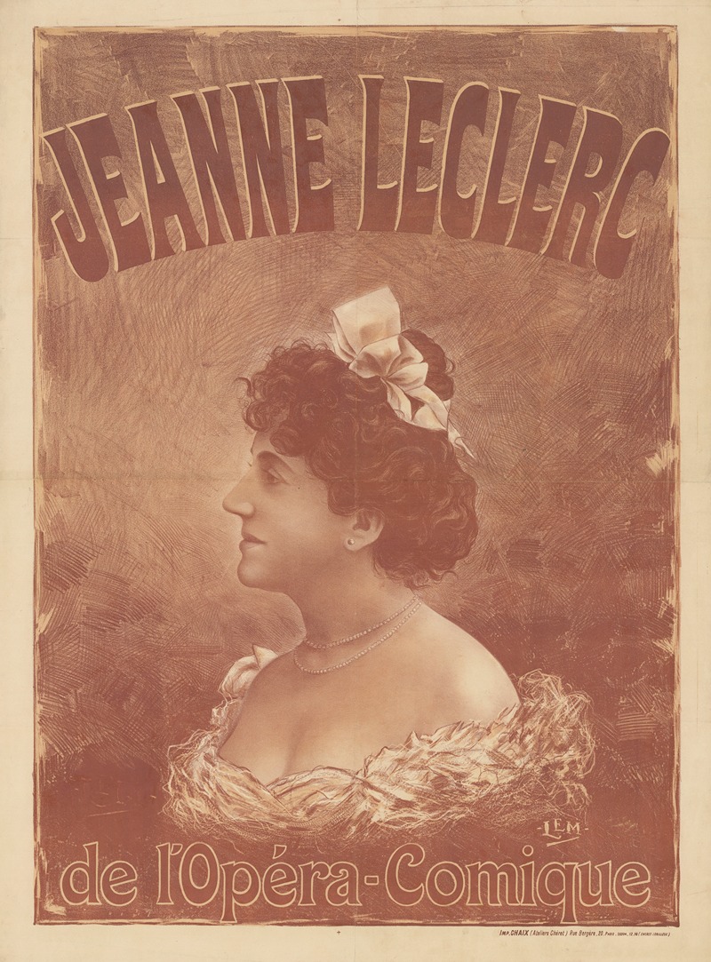 Jeanne Leclerc de l'Opéra-Comique by Imp. Chaix, 1898 — digital art print download