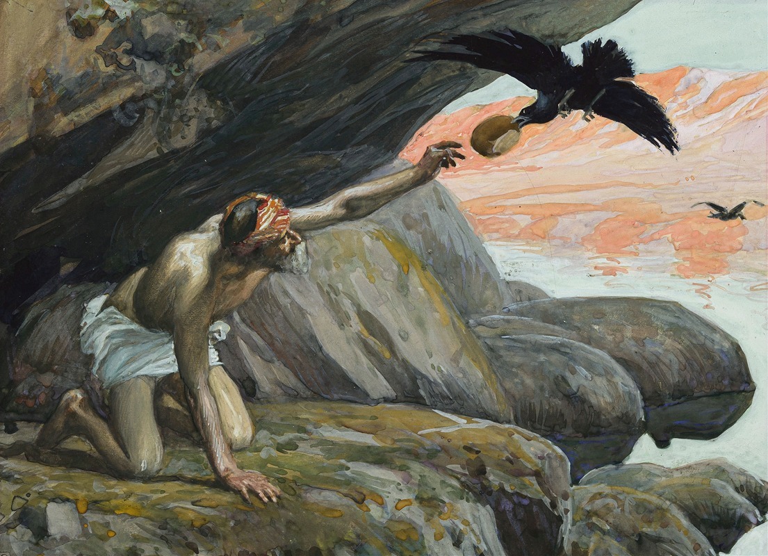 Elijah Fed by the Ravens by Джеймс Тиссо — digital art print download