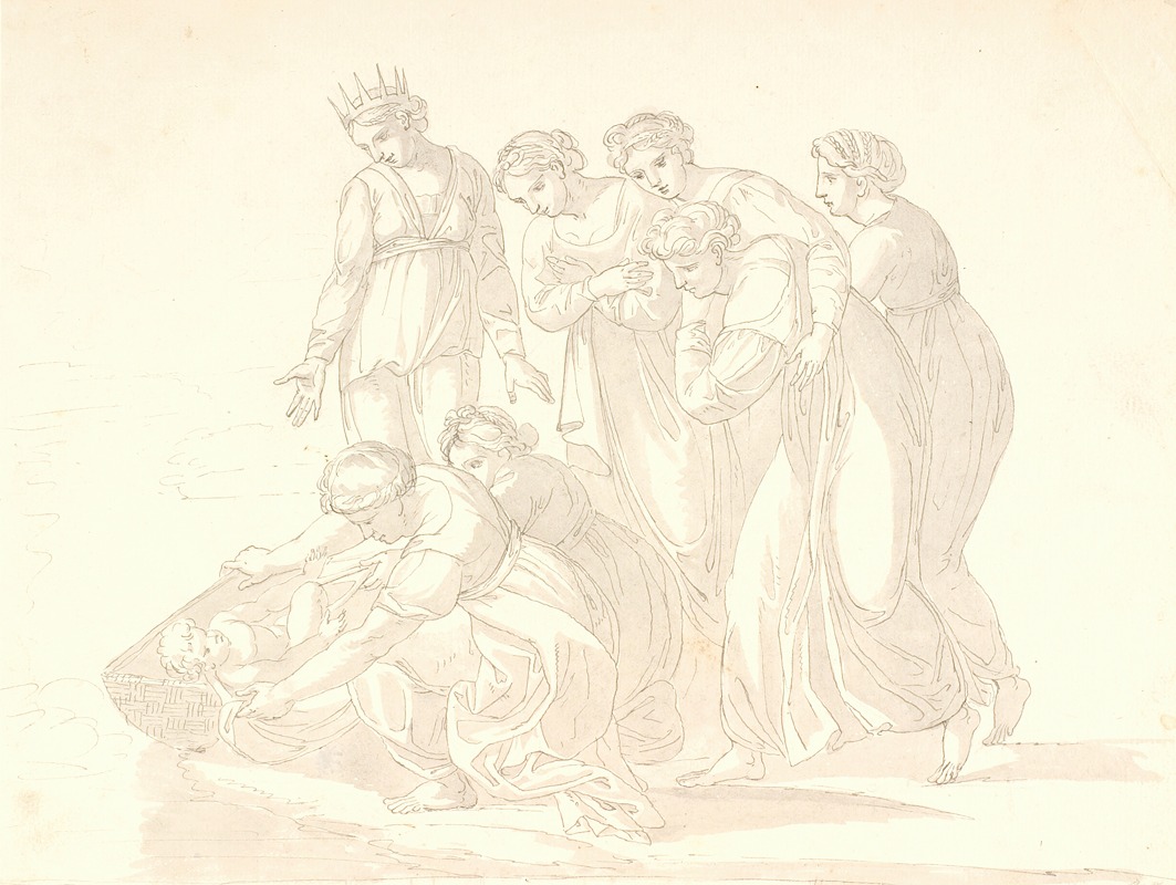 Faraos datter finder Moses by Кристиан Готтлиб Кратценштейн-Стуб, 1803 — digital art print download