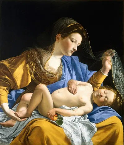 The Virgin with the Sleeping Christ Child by Оразио Джентилески, c. 1610 — digital art print download