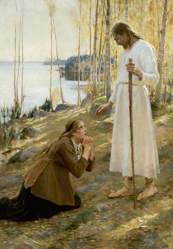 Christ And Mary Magdalene by Альберт Эдельфельт, 1890 — digital art print download