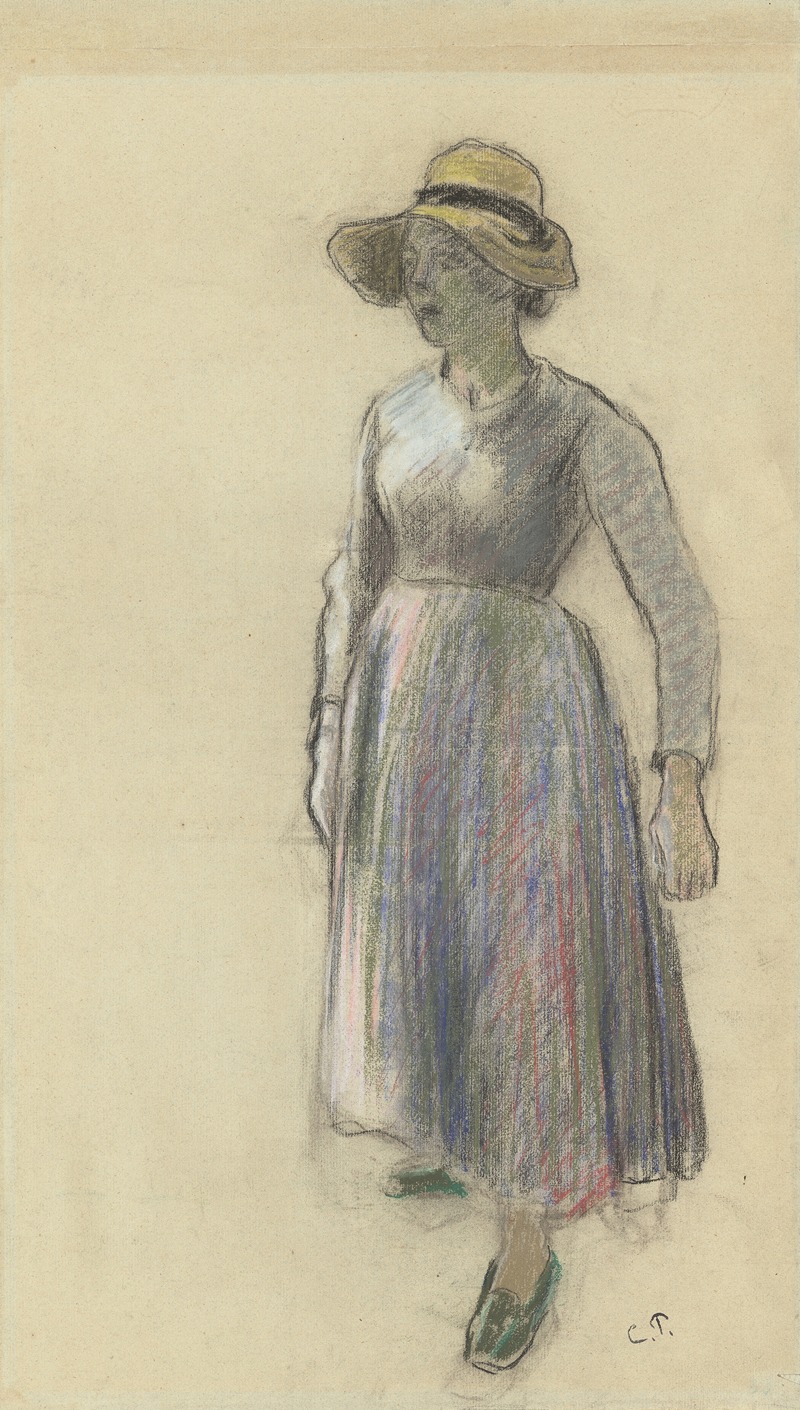 A Peasant Girl in a Straw Hat — Camille Pissarro