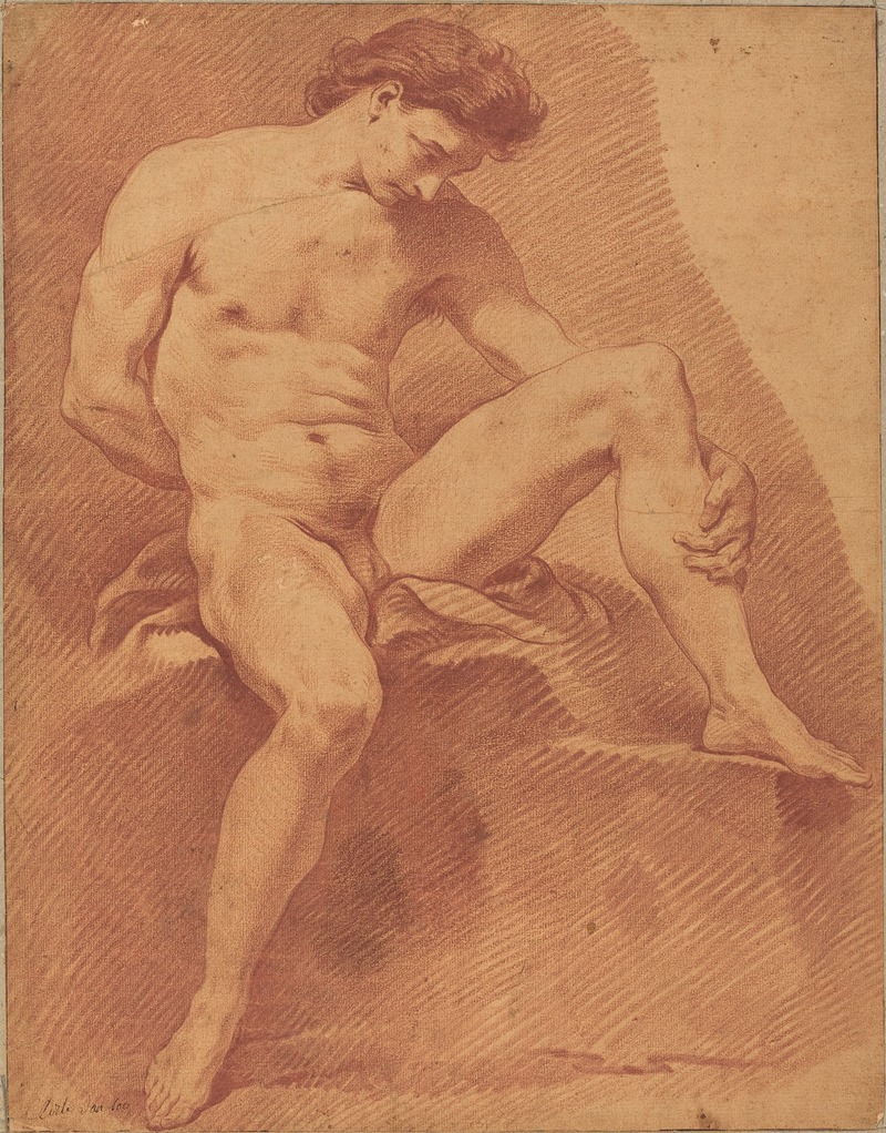 A Seated Male Nude by Шарль-Анри ван Лоо — digital art print download