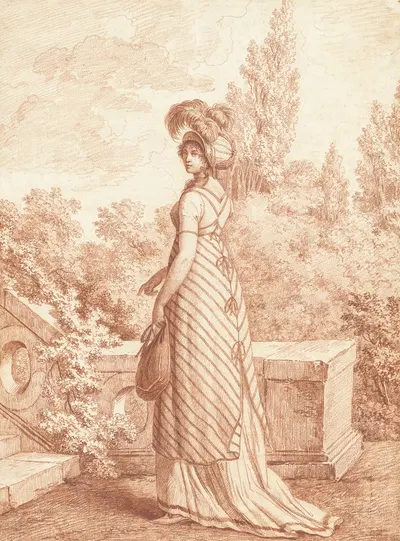 A Fashionable Woman Standing in a Park by Карл Верне, 1798 — digital art print download