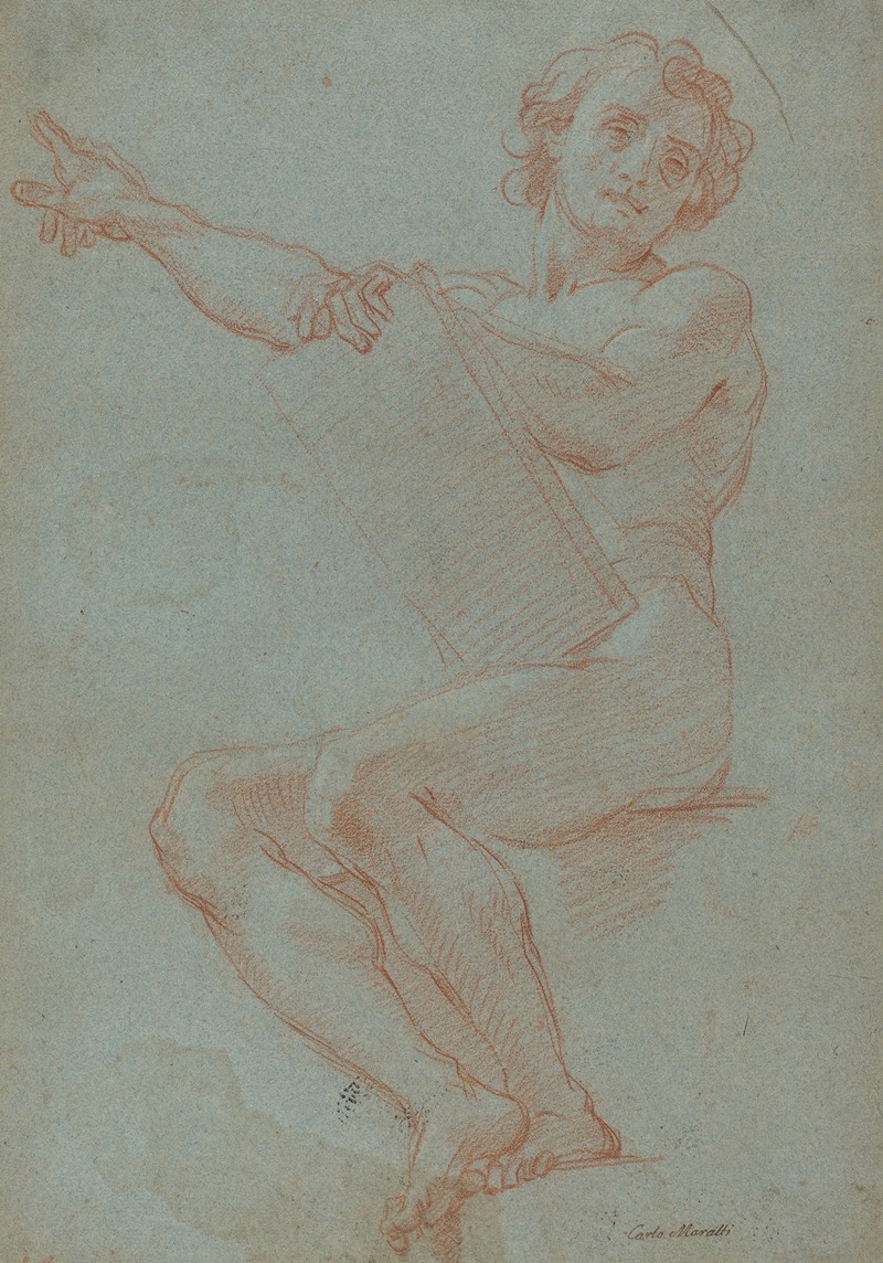 A Seated Man Holding a Tablet by Карло Маратти — digital art print download