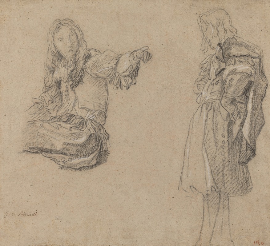 Two Men in Elaborate Costumes by Карло Маратти, c. 1680 — digital art print download