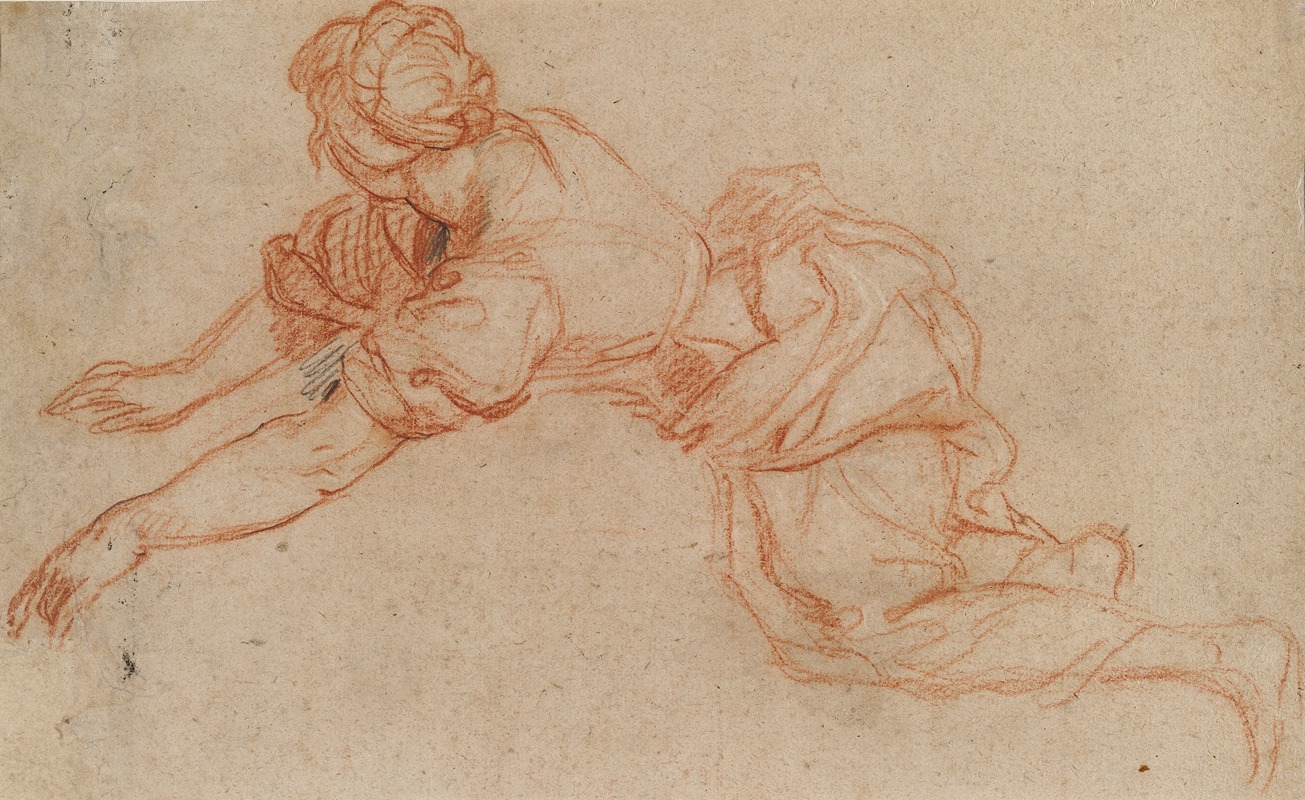 Young Woman Kneeling and Reaching Forward (verso) — Charles De La Fosse