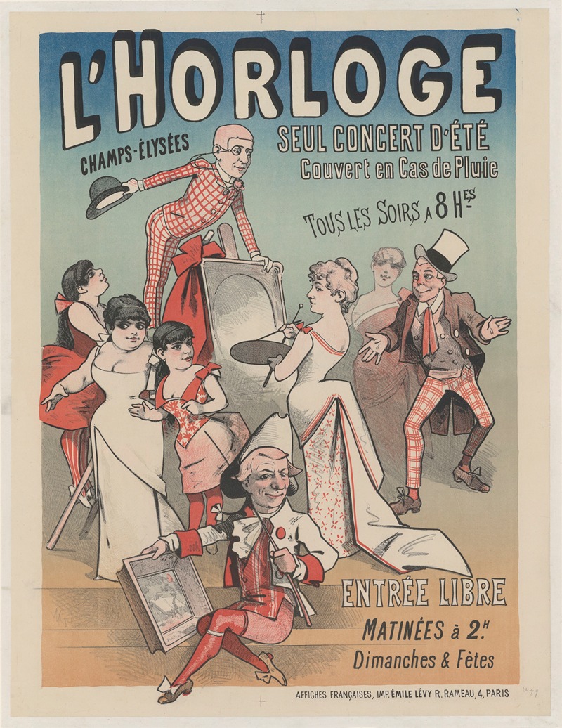 L' Horloge Champs-Elysées by Имп. Эмиль Леви, 1886 — digital art print download