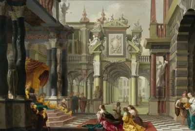 Solomon Receiving The Queen Of Sheba by Дирк Ван Деллен, 1642 — digital art print download