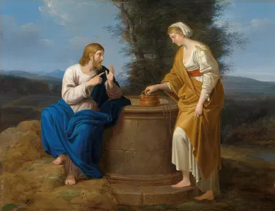 Christ And The Samaritan Woman by Фердинанд Георг Вальдмюллер, 1818 — digital art print download