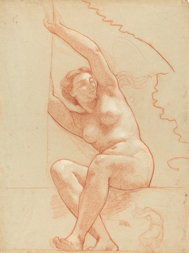 A Female Nude Seated on a Ledge by Шарль Луи Мюллер, 1863-1866 — digital art print download