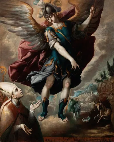 Saint Michael And The Bull by Sebastián López de Arteaga — digital art print download