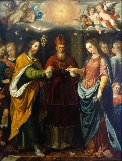 The Betrothal Of The Virgin by Sebastián López de Arteaga — digital art print download