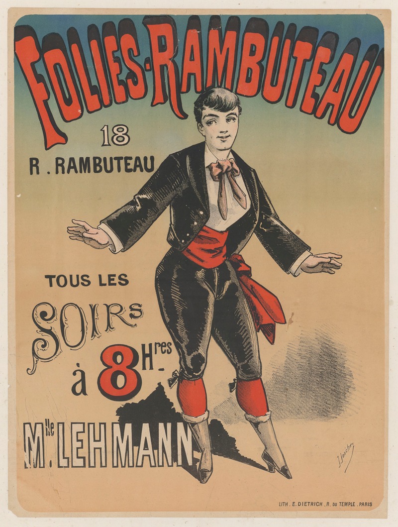 Folies-Rambuteau… Mlle Lehmann by Ж. Жоншер, 1881 — digital art print download