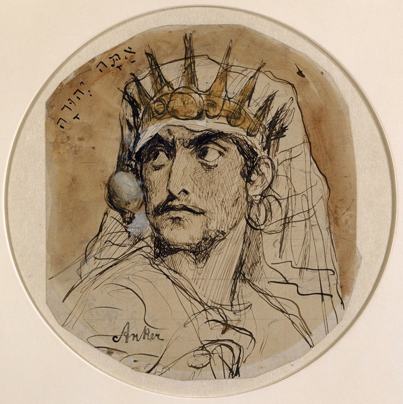 Kopf eines jüdischen Königs (David) by Albert Anker, 1872 — digital art print download