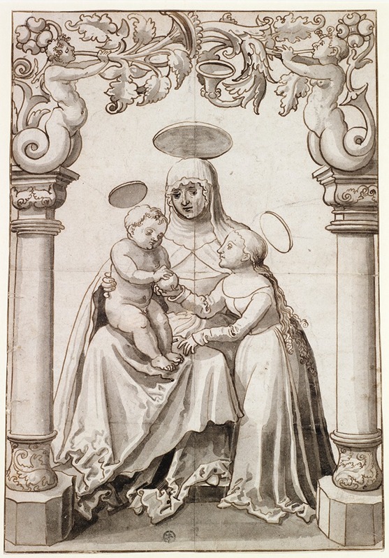 Scheibenriss mit der Hl. Anna Selbdritt — Antoni Glaser