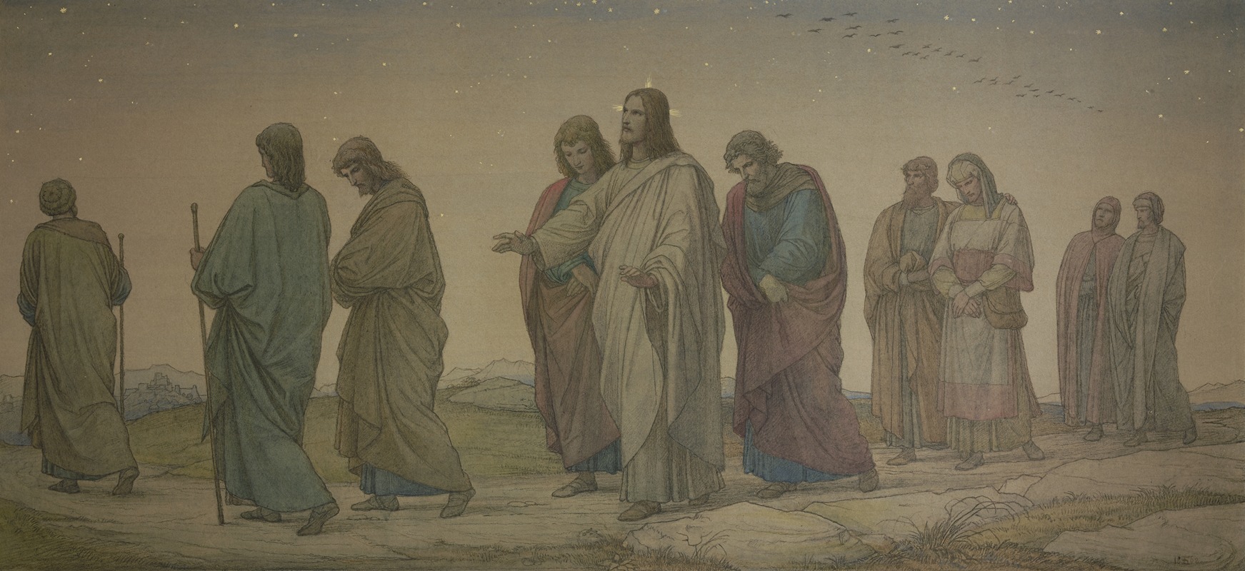 Christ walking with the disciples by Eduard von Steinle, 1862 — digital art print download