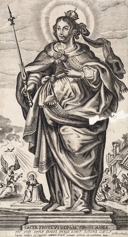 Virgin Mary with Crown and Scepter by Gerhard Altzenbach, 1608 – 1671 — digital art print download