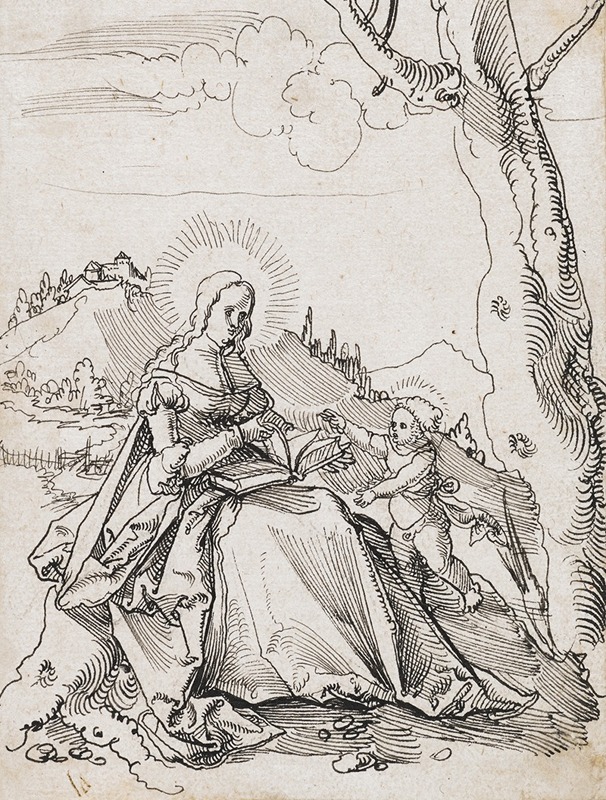 Maria mit Kind in der Landschaft by Hans Leu the younger, 1516 — digital art print download