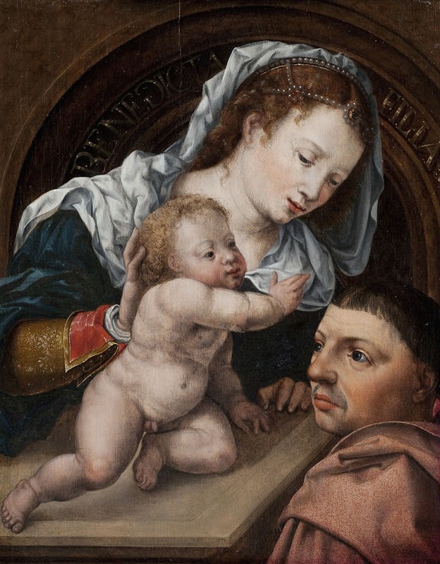 Virgin and Child with a Patron by Ян Госсарт, 1461 – 1561 — digital art print download