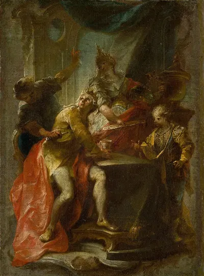 The Murder of Saint Edward, King and Martyr by Иоганн Вольфганг Баумгартнер — digital art print download
