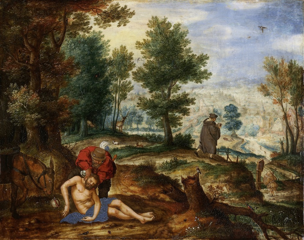 Landscape with the Good Samaritan by Pieter Stevens Circle — digital art print download